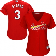 Women's Majestic St. Louis Cardinals #3 Jedd Gyorko Authentic Red Alternate Cool Base MLB Jersey