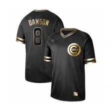 Men's Chicago Cubs #8 Andre Dawson Authentic Black Gold Fashion Baseball Jersey