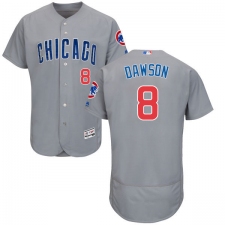 Men's Majestic Chicago Cubs #8 Andre Dawson Grey Road Flex Base Authentic Collection MLB Jersey