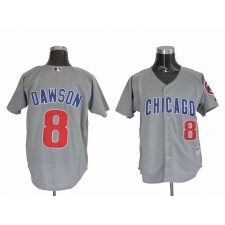 Men's Mitchell and Ness Chicago Cubs #8 Andre Dawson Authentic Grey Throwback MLB Jersey