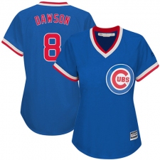 Women's Majestic Chicago Cubs #8 Andre Dawson Replica Royal Blue Cooperstown MLB Jersey