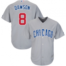 Youth Majestic Chicago Cubs #8 Andre Dawson Authentic Grey Road Cool Base MLB Jersey