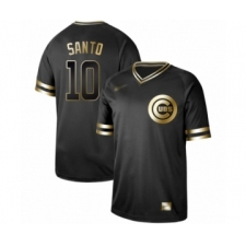 Men's Chicago Cubs #10 Ron Santo Authentic Black Gold Fashion Baseball Jersey