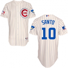 Men's Majestic Chicago Cubs #10 Ron Santo Authentic Cream 1969 Turn Back The Clock MLB Jersey