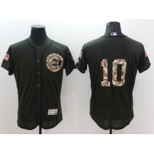 Men's Majestic Chicago Cubs #10 Ron Santo Authentic Green Salute to Service Jersey