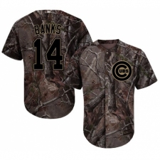 Men's Majestic Chicago Cubs #14 Ernie Banks Authentic Camo Realtree Collection Flex Base MLB Jersey