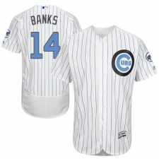 Men's Majestic Chicago Cubs #14 Ernie Banks Authentic White 2016 Father's Day Fashion Flex Base MLB Jersey
