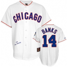 Men's Mitchell and Ness Chicago Cubs #14 Ernie Banks Authentic White 1968 Throwback MLB Jersey