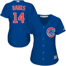 Women's Majestic Chicago Cubs #14 Ernie Banks Replica Royal Blue Alternate MLB Jersey