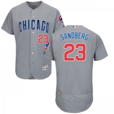 Men's Majestic Chicago Cubs #23 Ryne Sandberg Grey Road Flex Base Authentic Collection MLB Jersey