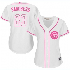 Women's Majestic Chicago Cubs #23 Ryne Sandberg Replica White Fashion MLB Jersey