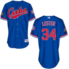Men's Majestic Chicago Cubs #34 Jon Lester Authentic Blue 1994 Turn Back The Clock MLB Jersey