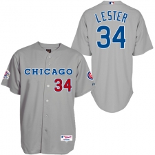 Men's Majestic Chicago Cubs #34 Jon Lester Authentic Grey 1990 Turn Back The Clock MLB Jersey