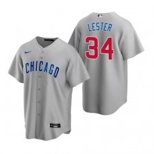 Men's Nike Chicago Cubs #34 Jon Lester Gray Road Stitched Baseball Jersey