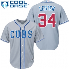 Women's Majestic Chicago Cubs #34 Jon Lester Authentic Grey Alternate Road MLB Jersey
