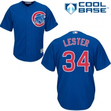 Youth Majestic Chicago Cubs #34 Jon Lester Authentic Royal Blue Alternate Cool Base MLB Jersey