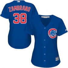 Women's Majestic Chicago Cubs #38 Carlos Zambrano Authentic Royal Blue Alternate MLB Jersey