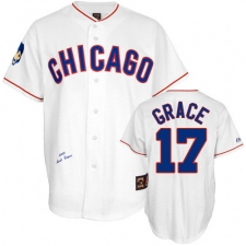 Men's Mitchell and Ness Chicago Cubs #17 Mark Grace Authentic White 1968 Throwback MLB Jersey
