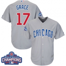 Youth Majestic Chicago Cubs #17 Mark Grace Authentic Grey Road 2016 World Series Champions Cool Base MLB Jersey
