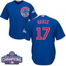 Youth Majestic Chicago Cubs #17 Mark Grace Authentic Royal Blue Alternate 2016 World Series Champions Cool Base MLB Jersey