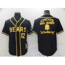 Bad News Bears #12 Chico's Bail Black Bonds - Let Freedom Ring Button-Down Baseball Jersey