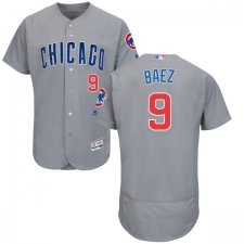 Men's Majestic Chicago Cubs #9 Javier Baez Grey Road Flex Base Authentic Collection MLB Jersey