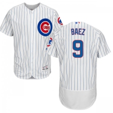 Men's Majestic Chicago Cubs #9 Javier Baez White Home Flex Base Authentic Collection MLB Jersey