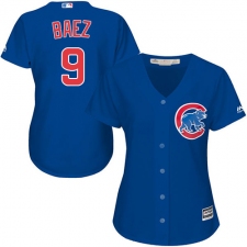 Women's Majestic Chicago Cubs #9 Javier Baez Authentic Royal Blue Alternate MLB Jersey