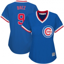 Women's Majestic Chicago Cubs #9 Javier Baez Authentic Royal Blue Cooperstown MLB Jersey