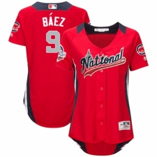 Women's Majestic Chicago Cubs #9 Javier Baez Game Red National League 2018 MLB All-Star MLB Jersey