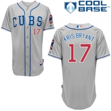 Men's Majestic Chicago Cubs #17 Kris Bryant Authentic Grey Alternate Road Cool Base MLB Jersey