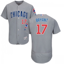 Men's Majestic Chicago Cubs #17 Kris Bryant Grey Road Flex Base Authentic Collection MLB Jersey