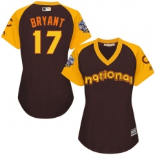 Women's Majestic Chicago Cubs #17 Kris Bryant Authentic Brown 2016 All-Star National League BP Cool Base MLB Jersey