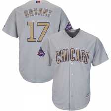 Women's Majestic Chicago Cubs #17 Kris Bryant Authentic Gray 2017 Gold Champion MLB Jersey
