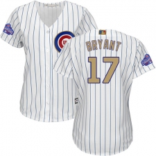 Women's Majestic Chicago Cubs #17 Kris Bryant Authentic White 2017 Gold Program MLB Jersey