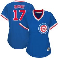 Women's Majestic Chicago Cubs #17 Kris Bryant Replica Royal Blue Cooperstown MLB Jersey
