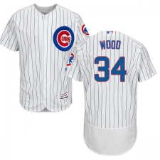 Men's Majestic Chicago Cubs #34 Kerry Wood White Home Flex Base Authentic Collection MLB Jersey