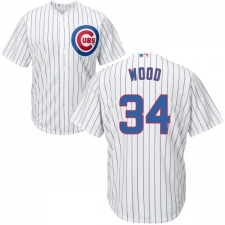 Youth Majestic Chicago Cubs #34 Kerry Wood Authentic White Home Cool Base MLB Jersey