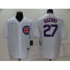 Men's Nike Chicago Cubs #27 Addison Suzuki White Home Flex Base Authentic Collection Jersey