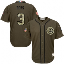 Youth Majestic Chicago Cubs #3 David Ross Replica Green Salute to Service MLB Jersey