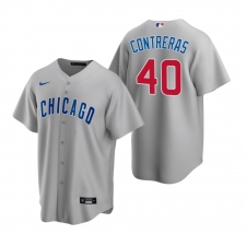 Men's Nike Chicago Cubs #40 Willson Contreras Gray Road Stitched Baseball Jersey