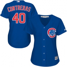 Women's Majestic Chicago Cubs #40 Willson Contreras Replica Royal Blue Alternate MLB Jersey