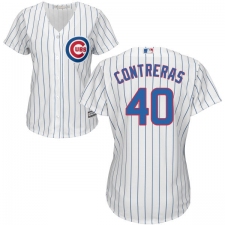 Women's Majestic Chicago Cubs #40 Willson Contreras Replica White Home Cool Base MLB Jersey