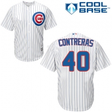 Youth Majestic Chicago Cubs #40 Willson Contreras Replica White Home Cool Base MLB Jersey
