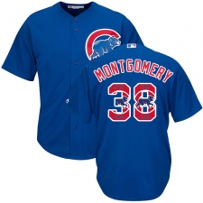 Men's Majestic Chicago Cubs #38 Mike Montgomery Authentic Royal Blue Team Logo Fashion Cool Base MLB Jersey