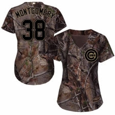 Women's Majestic Chicago Cubs #38 Mike Montgomery Authentic Camo Realtree Collection Flex Base MLB Jersey