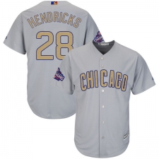 Youth Majestic Chicago Cubs #28 Kyle Hendricks Authentic Gray 2017 Gold Champion Cool Base MLB Jersey