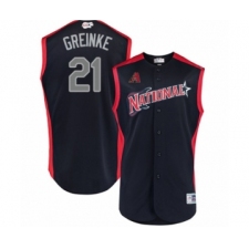 Men's Arizona Diamondbacks #21 Zack Greinke Authentic Navy Blue National League 2019 Baseball All-Star Jersey
