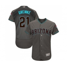 Men's Arizona Diamondbacks #21 Zack Greinke Gray Teal Alternate Authentic Collection Flex Base Baseball Jersey