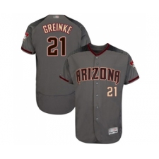 Men's Arizona Diamondbacks #21 Zack Greinke Grey Road Authentic Collection Flex Base Baseball Jersey